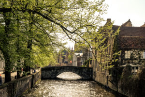 Golden evening mood in the spring-like Bruges Golden evening mood in the spring-like Bruges